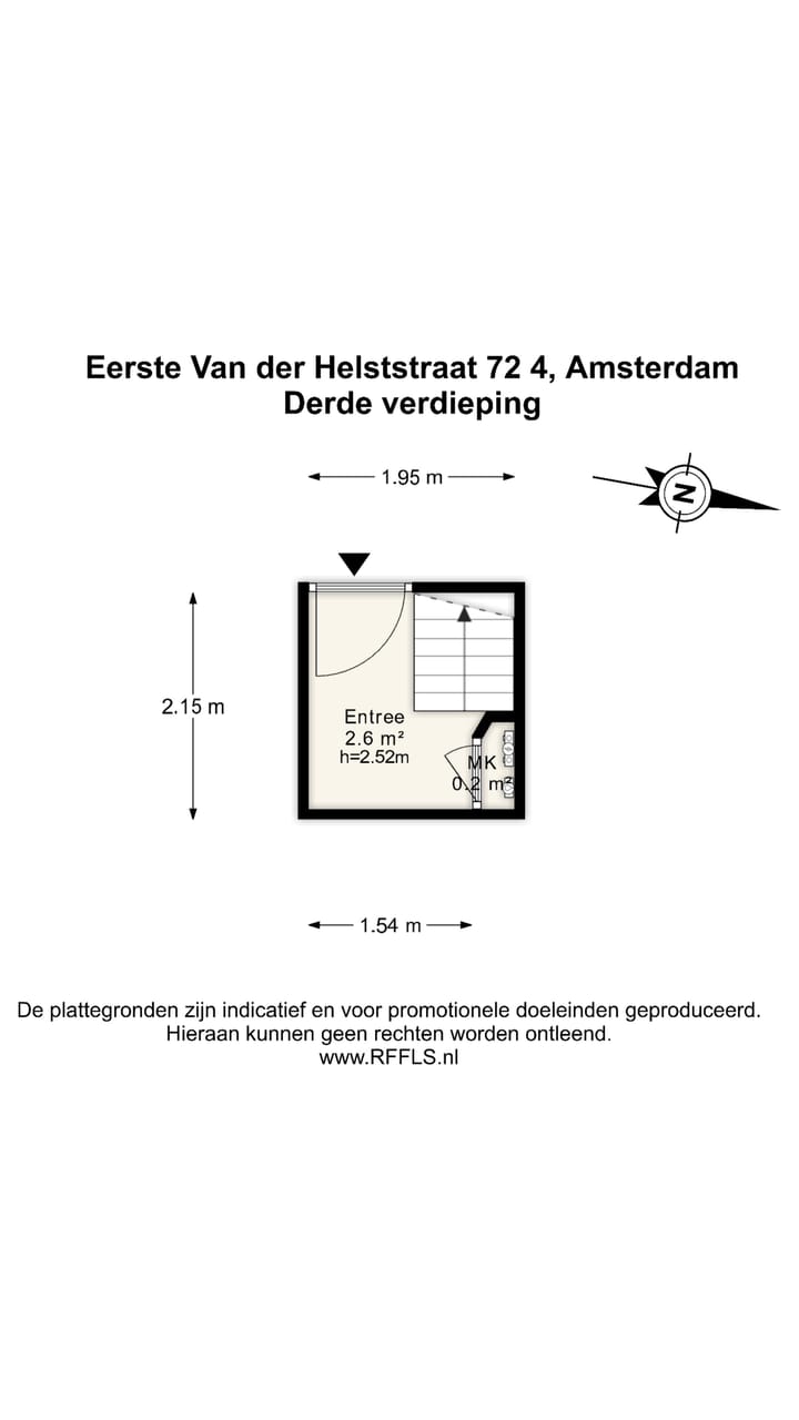 Studio te koop: Eerste van der Helststraat 72-4, Amsterdam