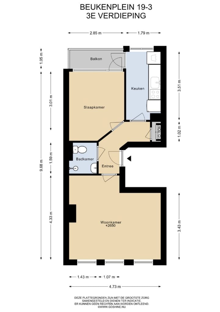 Studio te koop: Beukenplein 19-3, Amsterdam