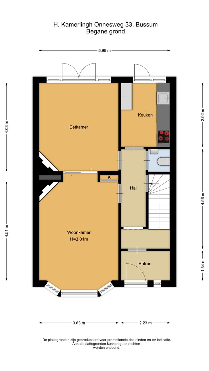 Tussenwoning te koop: H. Kamerlingh Onnesweg 33, Bussum
