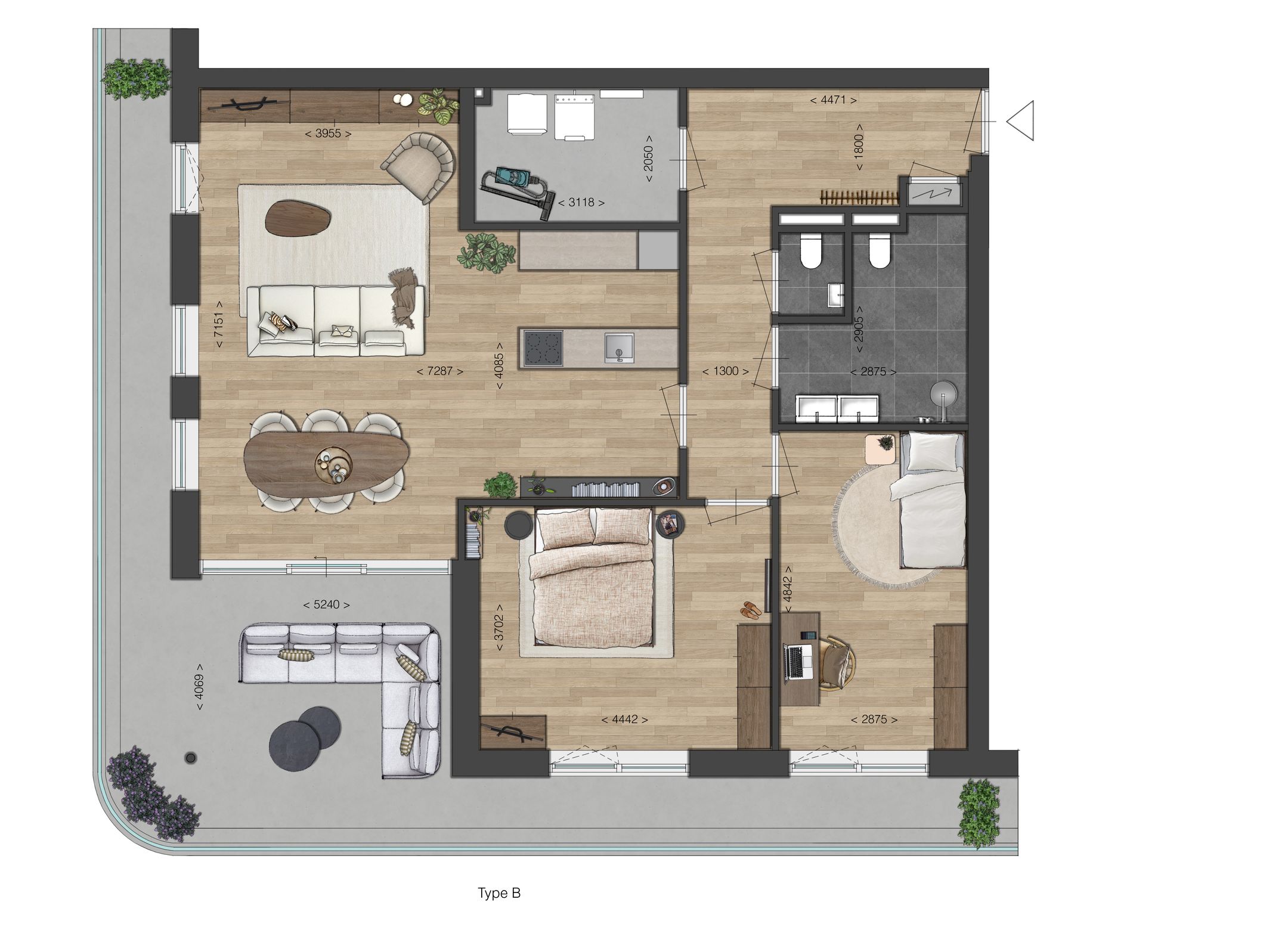 Foto 3 van Hoekappartement (Bouwnr. 13)