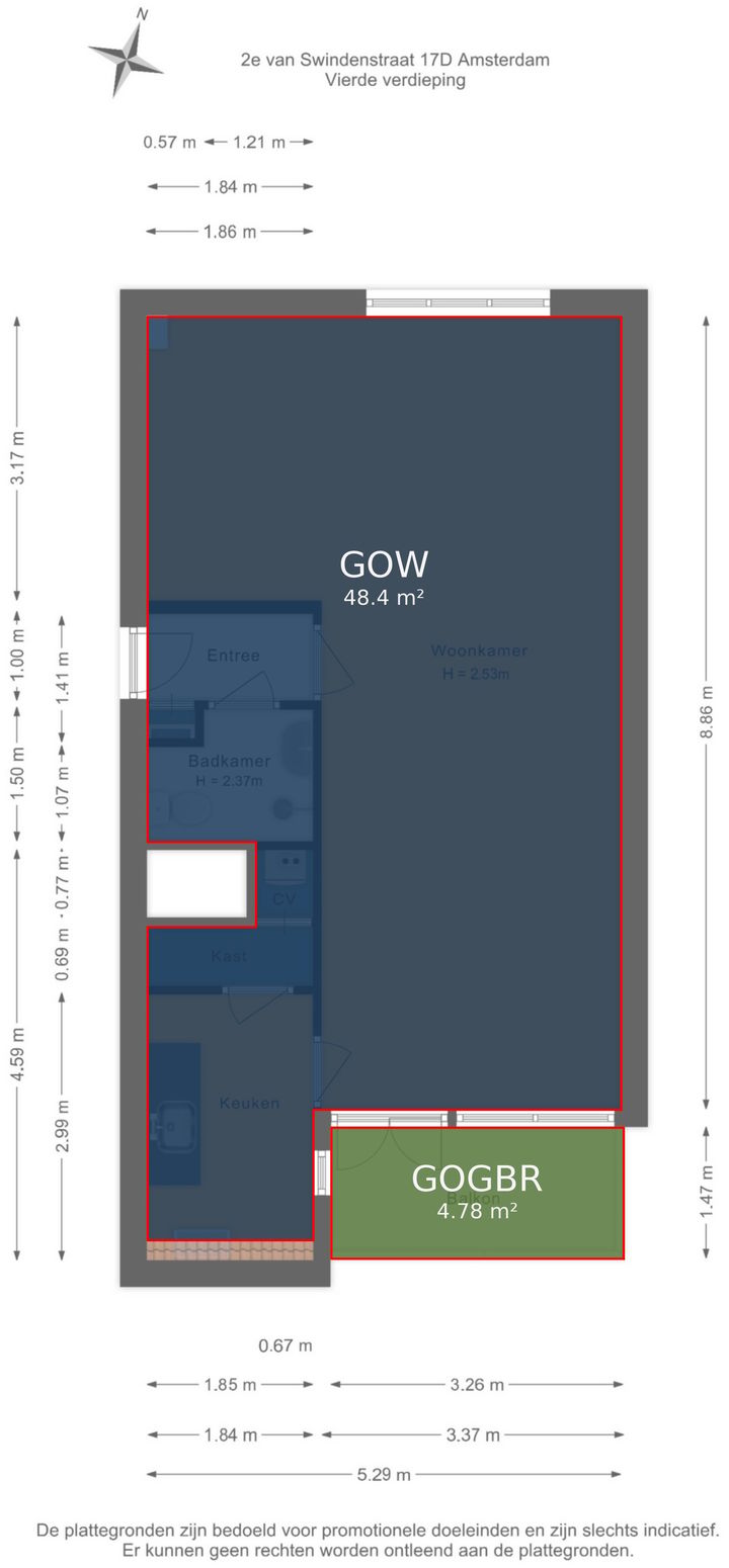 Studio te koop: Tweede van Swindenstraat 17D, Amsterdam