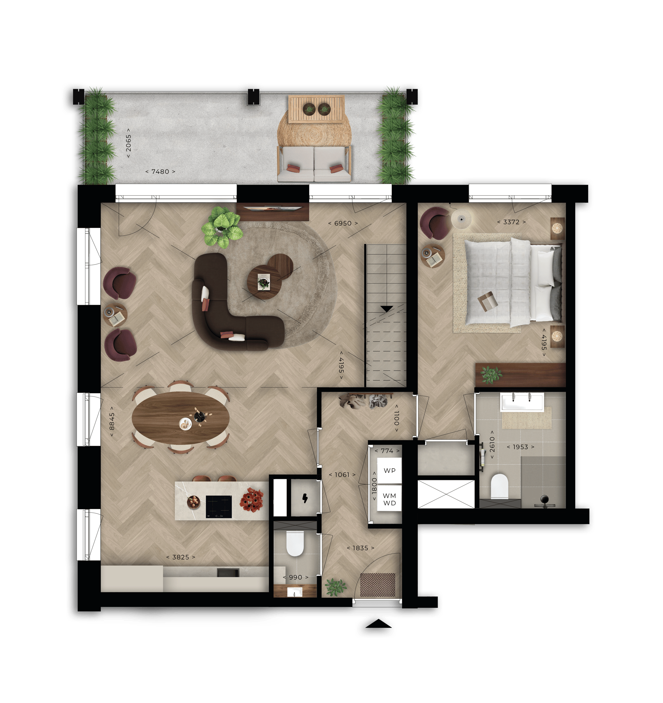 Foto 9 van 3-kamer tweelaagse penthouse (Bouwnr. D1.44)