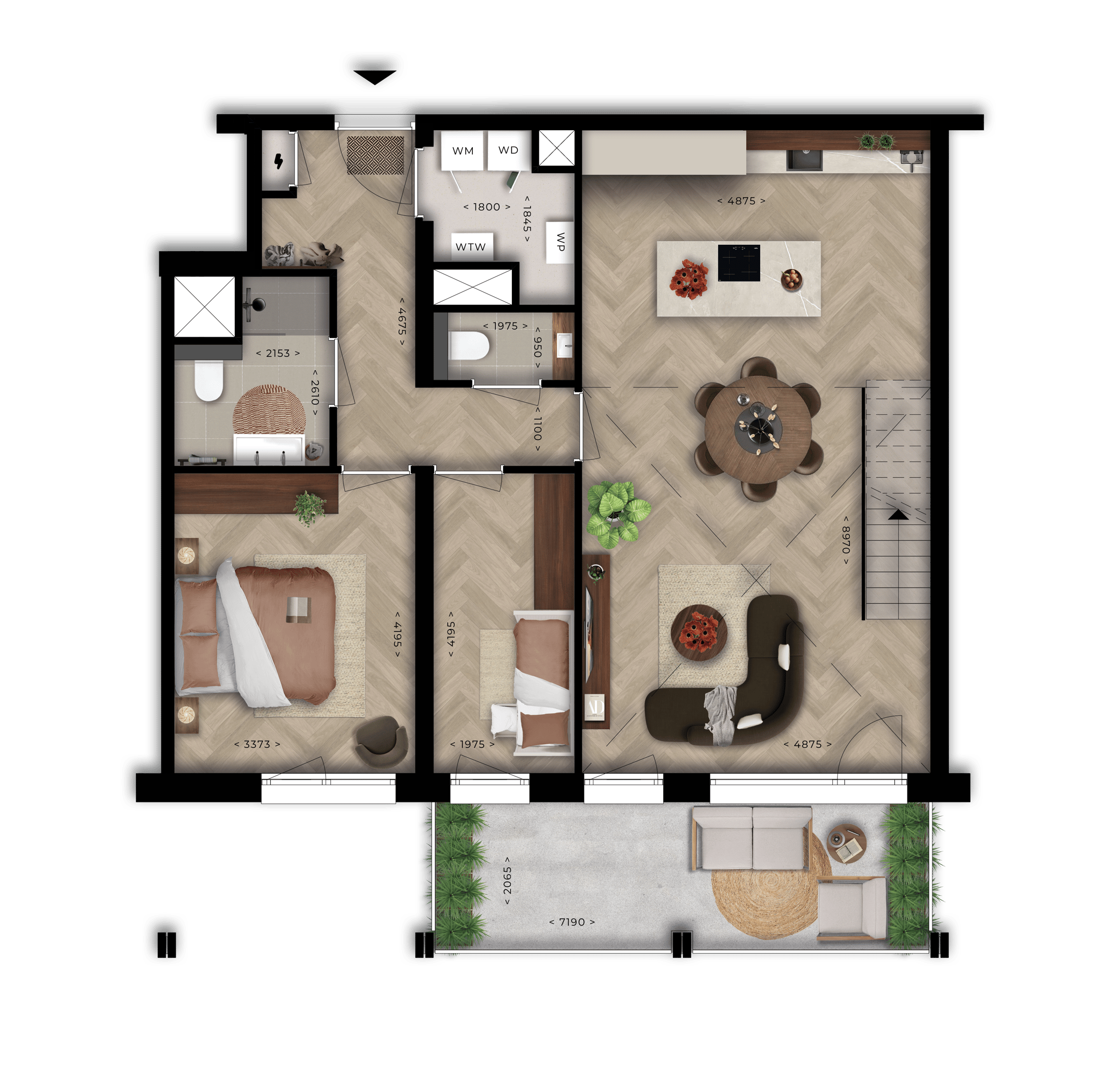 Foto 9 van 3-kamer tweelaagse penthouse (Bouwnr. D1.48)