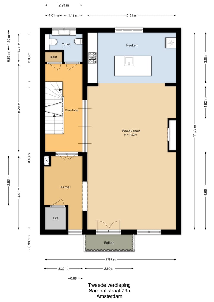 Appartement te koop: Sarphatistraat 79A, Amsterdam