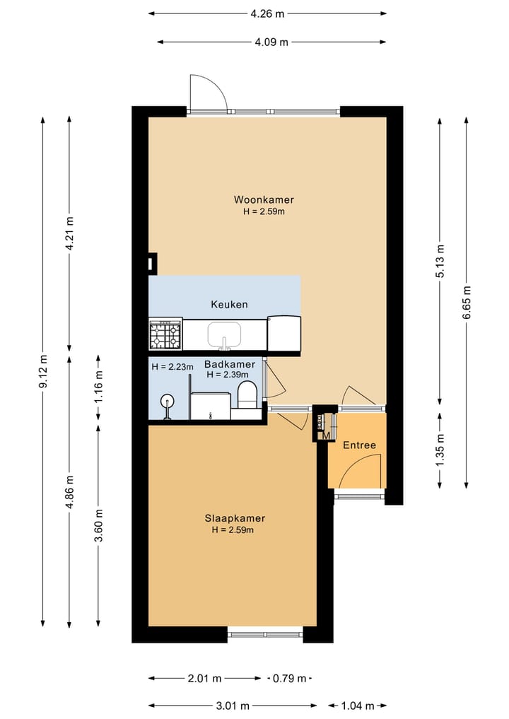 Studio te koop: Honingstraat 33, Hilversum