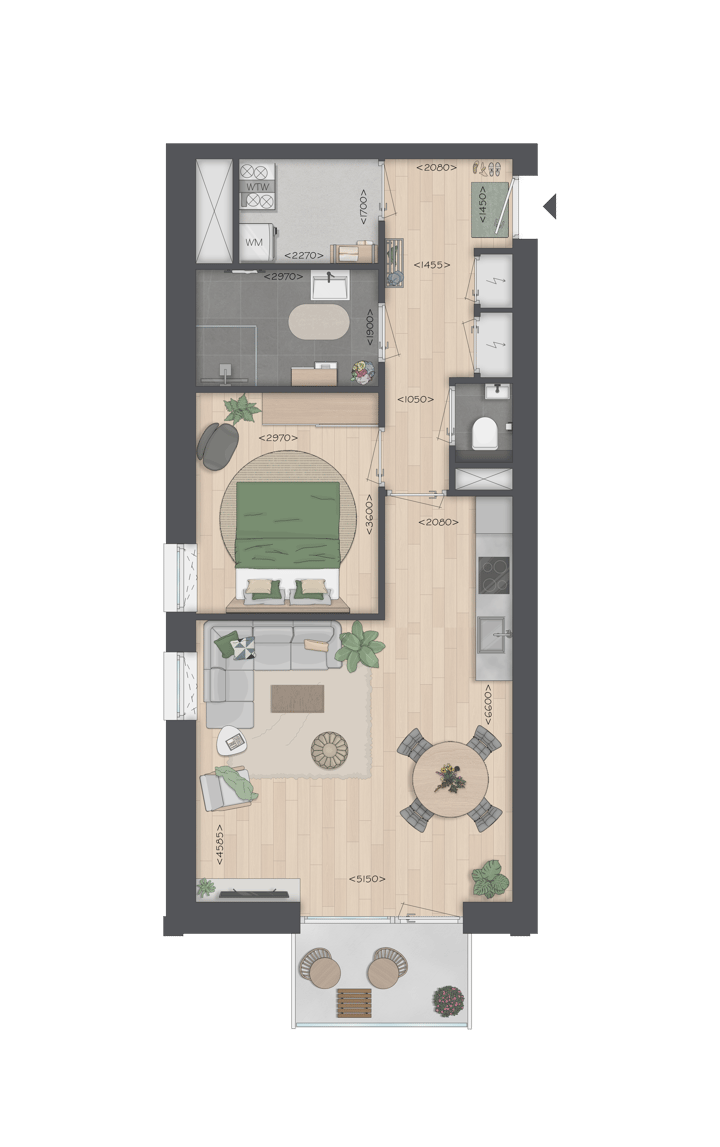 Foto 5 van Tweekamer hoekappartement (Bouwnr. 71)