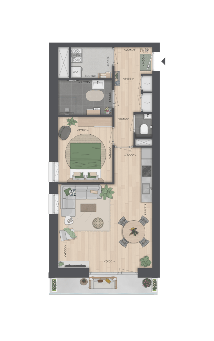Foto 3 van Tweekamer hoekappartement (Bouwnr. 71)