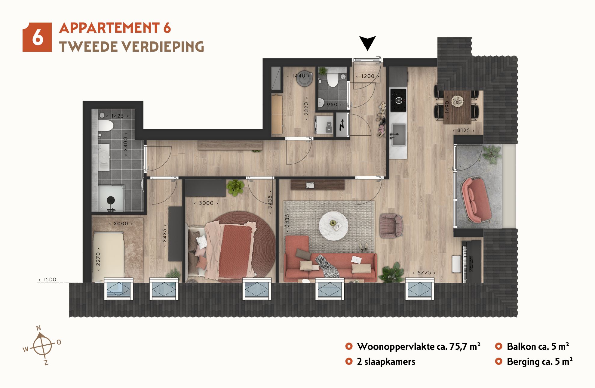Foto 6 van Appartement 2e verdieping (Bouwnr. 6)